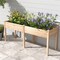 Natural Fir Wood Raised Planter Box with 2 Sections and Reinforced Corners Ideal for Outdoor Gardening